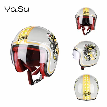 Летний Мотоциклетный шлем в стиле ретро для защиты головы мотоцикла Harley, скейтборда, велосипеда