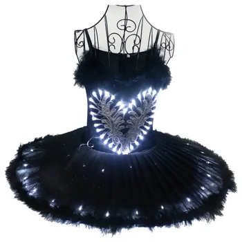 Светодиодные костюмы с черной балетной юбкой, светящаяся пышная юбка, танцевальное платье, одежда для выступлений танцевальной школы, арт-группы