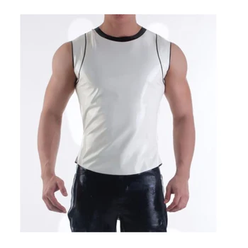 Латексные футболки, топы с короткими рукавами, цвет на плечах, белый с черным, охлаждает на заказ 0,4 мм