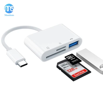 Устройство чтения карт USB C-SD, Устройство чтения карт Micro SD TF 3 В 1 Адаптер для Чтения карт памяти камеры USB-C-USB для Нового Pad Pro MacBook