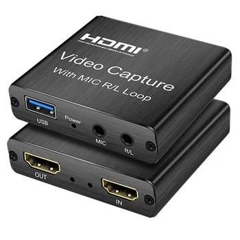 Карта Видеозахвата 4K HDMI, карта захвата настольной игры 1080p, коробка для записи USB 2.0, устройство для записи потокового видео в режиме реального времени, Петлевый выход