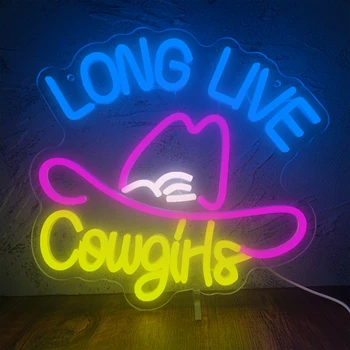 Long Live Cowgirls Вывеска Неоновые Светодиодные Ночные Светильники Для Магазина, Ресторана, Бара, Спальни, Домашней Комнаты, Настенного Декора, Питания USB