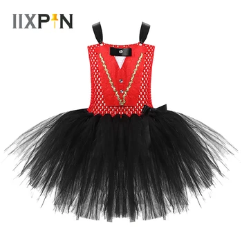 Детское праздничное платье для Косплея на Хэллоуин для девочек, костюм Циркового манежиста, сетчатое платье-пачка без рукавов, сценическая танцевальная одежда