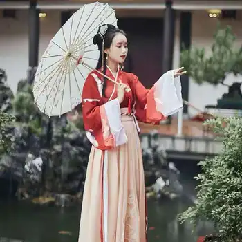 Женская Праздничная одежда для народных танцев Hanfu для женщин, Винтажное Ретро Сказочное китайское традиционное платье с вышивкой, одежда для девочек-подростков