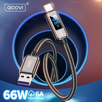 QOOVI 6A USB Type C Кабель 66 Вт Быстрая Зарядка Цифровой Дисплей Шнур Быстрая Зарядка Зарядное Устройство Для Huawei P40 Xiaomi Samsung Oneplus
