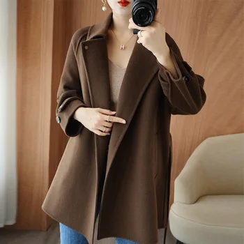 Зимнее женское шерстяное пальто, корейское модное новое длинное женское пальто с длинным рукавом, роскошное ветровое теплое пальто