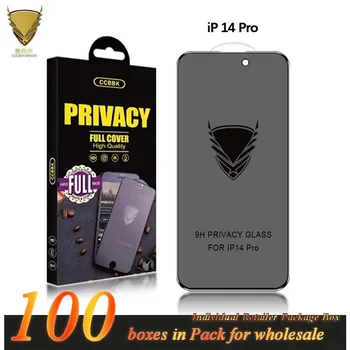 Оптовый Розничный Пакет Для iPhone 14 Pro Max Anti Spy Закаленное Стекло Golden Armor Privacy Protector 13 12 11 Экран X XR XS 7