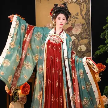 Платье Hanfu, Женская китайская традиционная вышивка, Костюм для Косплея Hanfu на Хэллоуин и Карнавал, Летнее Платье Hanfu, Красное, Зеленое, синее Платье XL