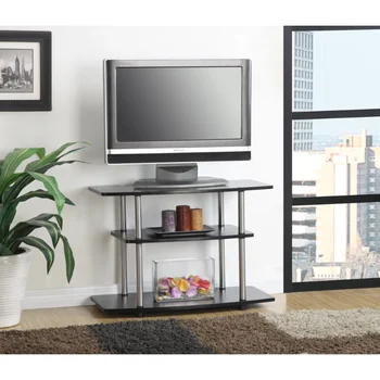 Концепции удобства Designs2Go Без инструментов 3-ярусная подставка для телевизора, черный шкаф для телевизора, подставка для телевизора, мебель для гостиной