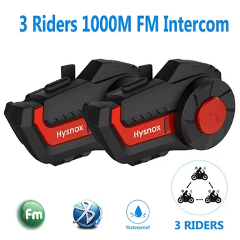 Мотоциклетный Шлем Домофон Bluetooth Гарнитура С FM-радио 1000M Intercomunicador Коммуникатор Для 3 Всадников Переговорное Устройство