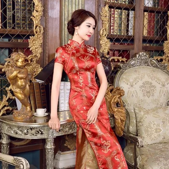 Женское атласное платье чонсам, китайская женская традиционная одежда в стиле чонсам в восточном стиле в стиле ретро, китайское новое платье 2020