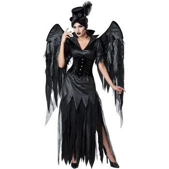 Горячая распродажа, Темный костюм Падшего Ангела, Маскарадное платье для косплея на Хэллоуин с крыльями