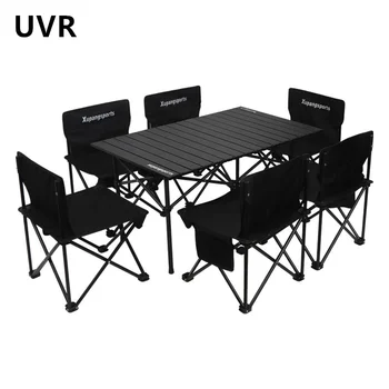 UVR Складной стол и стулья для кемпинга, Новое ультралегкое оборудование для пикника, Портативный яичный рулет из алюминиевого сплава, Уличный стол и стулья