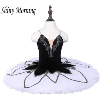 Более дешевая цена Тюлевый черно-белый Классический Балетный Танцевальный костюм, Блинное платье-пачка, черно-белое