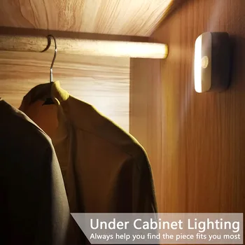 Светодиодная подсветка под шкафом, датчик движения, светодиодный ночник, Беспроводная энергосберегающая индукционная лампа для корпуса, настенный светильник, питание от аккумулятора