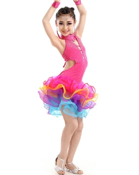 Высококачественное Детское Розовое платье Для Девочек Для Бальных Танцев, Детское Платье для Латиноамериканских Танцев с Бахромой, Детские Танцевальные Костюмы для Румбы, Сальсы, Танго