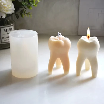 3D Зубная Силиконовая форма для Свечей, Имитация Больших Зубов, Ароматерапия, Гипсовая Смола, Форма для выпечки Мыла, Украшение для вечеринки в стиле Арт-Деко
