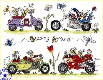 Amishop Высококачественный прекрасный набор для вышивания крестиком, Жужжащий Вокруг Пчелы, Мотоциклетные нитки