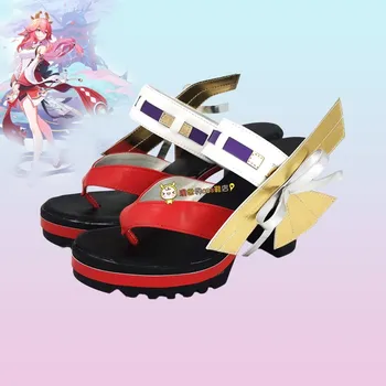 Игровая обувь для косплея Genshin Impact Yae Miko Женская обувь на высоком каблуке Хэллоуин Карнавал Аниме Genshin Косплей костюм реквизит