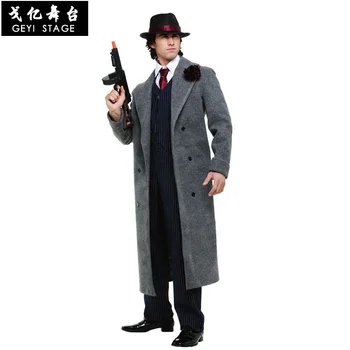 Костюм мафии для взрослых мужчин, костюм для представления на Хэллоуин, классический костюм гангстера, хладнокровного убийцы, детектива
