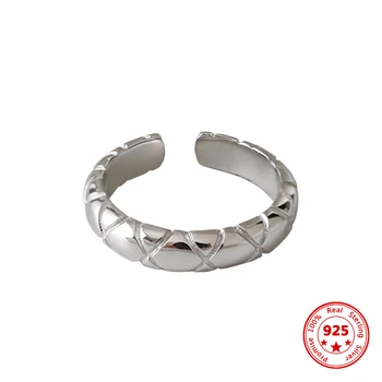 Кольцо из стерлингового серебра S925 2020 Новый гладкий ромбовидный узор Персонализированная мода Дикий Простой Стиль Открытый Тип Подходит для женщин