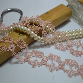 ширина 3,5 см (15 ярдов/партия) розовая полая кружевная лента из венеры высокого качества для аксессуаров одежды и свадеб 0430008