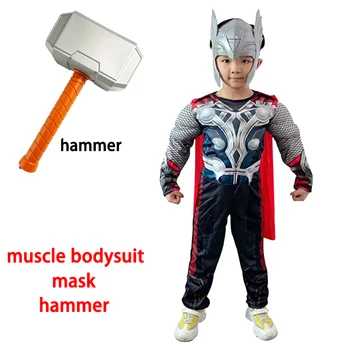 Детский костюм Тора Мускула, Супергерой Marvel, костюм Тора для Косплея, Молоток, Карнавальные костюмы на Хэллоуин для детей