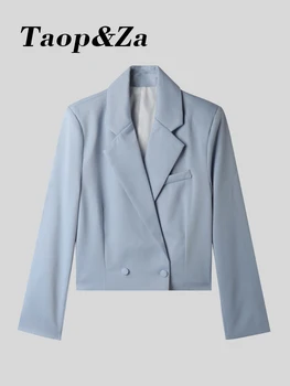 Женский льняной короткий пиджак для отдыха Taop & Za