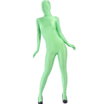 (SCF022) Зеленые блестящие колготки из лайкры и спандекса, оригинальные фетишистские костюмы Зентай Унисекс