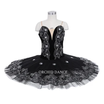 Профессиональная высококачественная одежда для сценических танцев Для детей, девочек, женщин, взрослых, Бархатная балетная пачка с черным лебедем