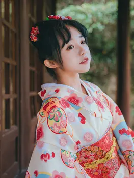 Женское Японское Традиционное Кимоно Винтажная Классическая Юката для Осеннего Выступления, Платье для Косплея
