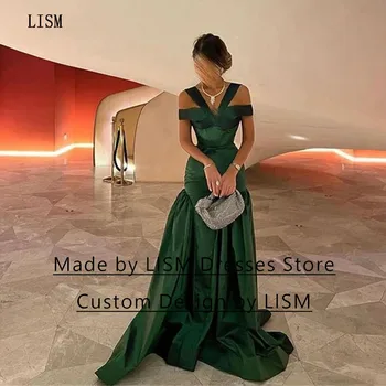 LISM Темно-Зеленое Вечернее платье Трапециевидной формы Со Специальным вырезом, Платье для выпускного вечера, Простое Стильное Платье для выпускного вечера в Арабском стиле в Дубае, 2023