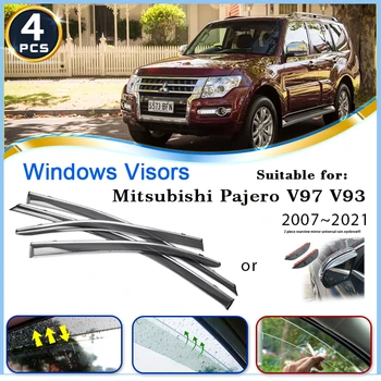Автомобильные Оконные Козырьки Для Mitsubishi Pajero V97 V93 MK4 2007 ~ 2021 Непромокаемые Дефлекторные Ветровые Стекла Дождевые Накладки Для Бровей Автомобильные Аксессуары