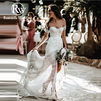 Свадебное платье Ramanda в стиле Русалки в стиле Бохо, элегантный вырез-сердечко, открытые плечи, Кружевные аппликации, Свадебное платье Vestido De Novia