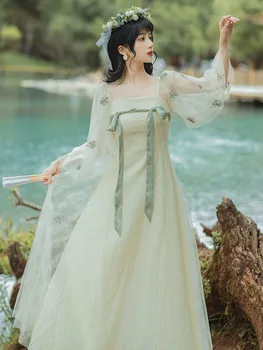 Летние китайские костюмы Ханфу для женщин, традиционная одежда, элегантное классическое винтажное платье с длинным рукавом, подарки для фестиваля