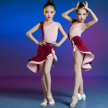 Летнее детское платье для Латиноамериканских танцев для девочек, костюмы для профессиональных бальных танцев, костюмы для соревнований по Сальсе Румбе, Танцевальная одежда
