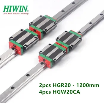 2шт Линейная направляющая HIWIN HGR20 - 1200mm rail + 4шт Фланцевые каретки HGW20CA, подшипники с ЧПУ, детали