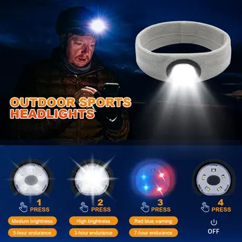 9 светодиодных перезаряжаемых налобных фонарей, фара для бега, портативный походный головной фонарик для ночного бега, спортивная повязка на голову