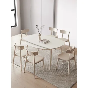 Выдвижной и складной круглый стол, современный и простой бытовой прибор, многофункциональный обеденный стол из массива дерева