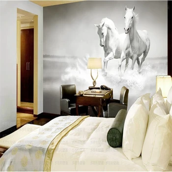 beibehang Пользовательские фотообои рулон Белая лошадь фреска Континентальный диван спальня ТВ фон 3d настенные обои для гостиной
