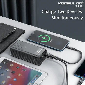 KONFULON Портативный Power Bank большой емкости 50000mAh Мощный вспомогательный аккумулятор для зарядки Powerbank для Xiaomi 13 Samsung iPhone 14