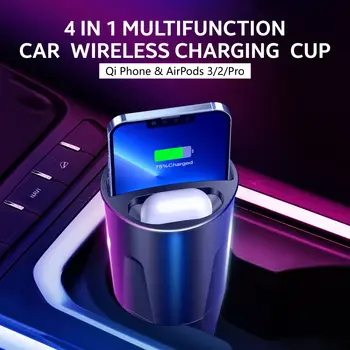 Беспроводное Автомобильное зарядное устройство мощностью 15 Вт, быстрая зарядка, Автомобильный держатель Qi Pad с автоматическим зажимом, подставка с USB-выходом для iPhone Airpods