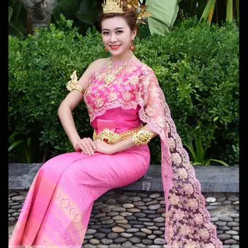 2023 Новая Тайская традиционная азиатская фотография, Танцевальное представление, Костюм для Таиланда, Платье для путешествий, Винтажная тайская одежда, Комплект платьев