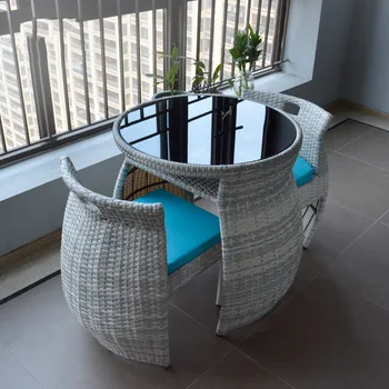 Комбинированный столик и стул на балконе, сетчатый красный ротанговый стул, из трех частей, для отдыха в саду, ротанговый стол и стул