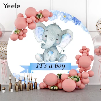 Круглый фон Для новорожденного Мальчика-слона Yeele, Круг для душа, Сафари, Фон для фотосъемки на заказ, Полиэфирная Фотостудия