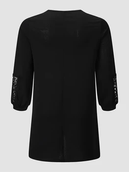 Женское платье Finjani с круглым вырезом, Кружевными рукавами, подолом длиной до колен, Модные Свободные Элегантные платья больших Размеров Для черного платья