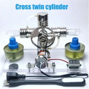 Игрушка Для научного эксперимента Миниатюрной модели парового двигателя Teslin Engine Cross с двойным цилиндром