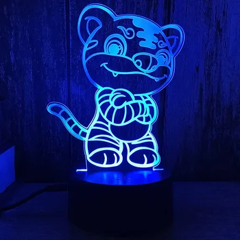 Ночной светильник Nighdn 3D для детей, ночной светильник Tiger USB, светодиодный сенсорный акриловый ночник, 7 цветов, меняющий подарок для декора детской комнаты
