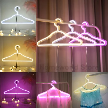 Светодиодная вешалка, неоновая световая вывеска, светящаяся подставка для показа одежды с питанием от USB для украшения стен магазина модной одежды в торговом зале