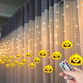 Светодиодные фонари из тыквы на Хэллоуин, 3,5 м 96 светодиодов, гирлянды из тыквенных сосулек, гирлянды для рождественского декора на Хэллоуин